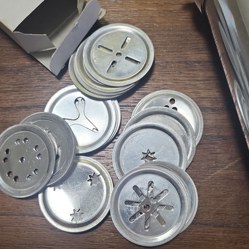 Vintage Biscuit Metal Cookie Press Set Silver w/ Handle, 19 Discs gallery