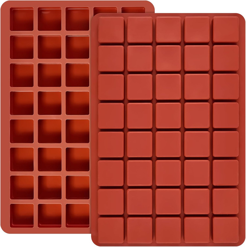 2 Pack Square Silicone Chocolate Molds, 40-Cavity Candy Molds, Mini Ice Cube Mou