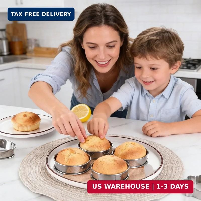 16Packs English Muffin Rings Crumpet Rings 4 inch Stainless Steel Double Rolled gallery