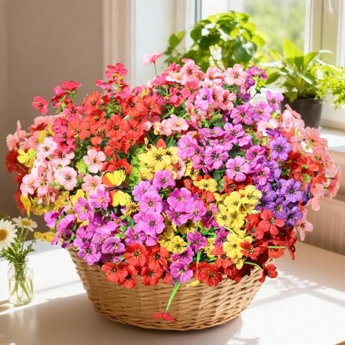 Artificial Flowers for Outdoors Decoration - 12 Mix Pink Red Purple Yellow gallery