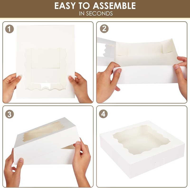 Versatile Cookie Boxes with Window, 35pcs, 10x10x2.5 Inches gallery