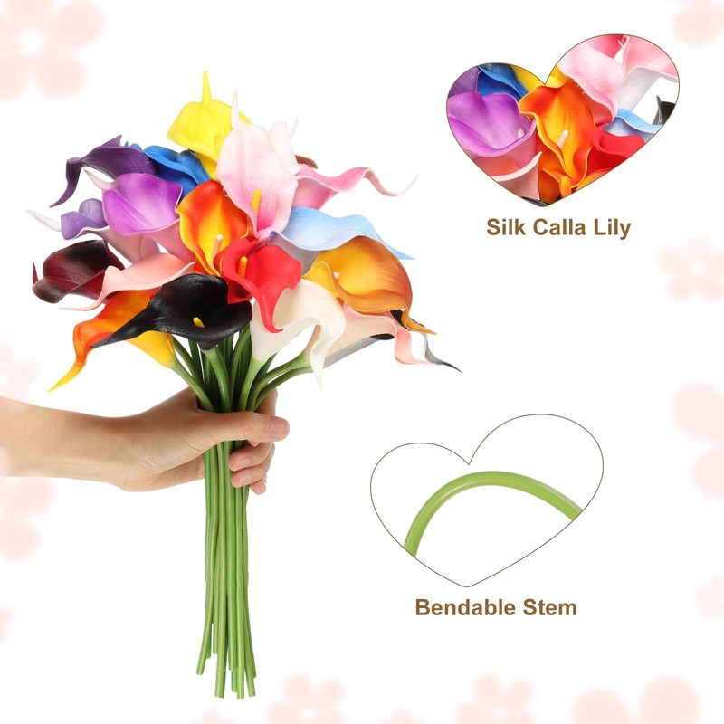 20pcs Artificial Calla Lily Fake Silk Flowers for Home Decor, White gallery