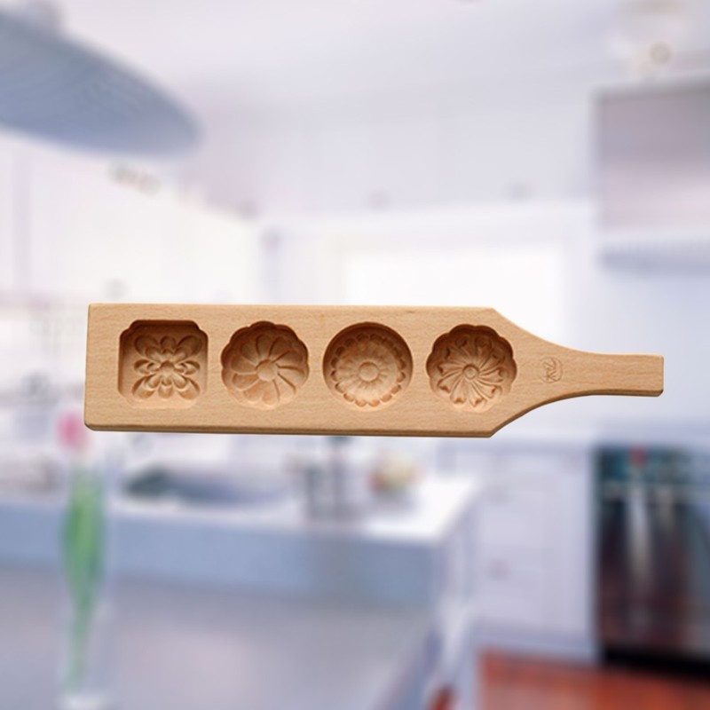 Set of 4 Reusable Wooden Molds Light Brown Bamboo Mold for Baking