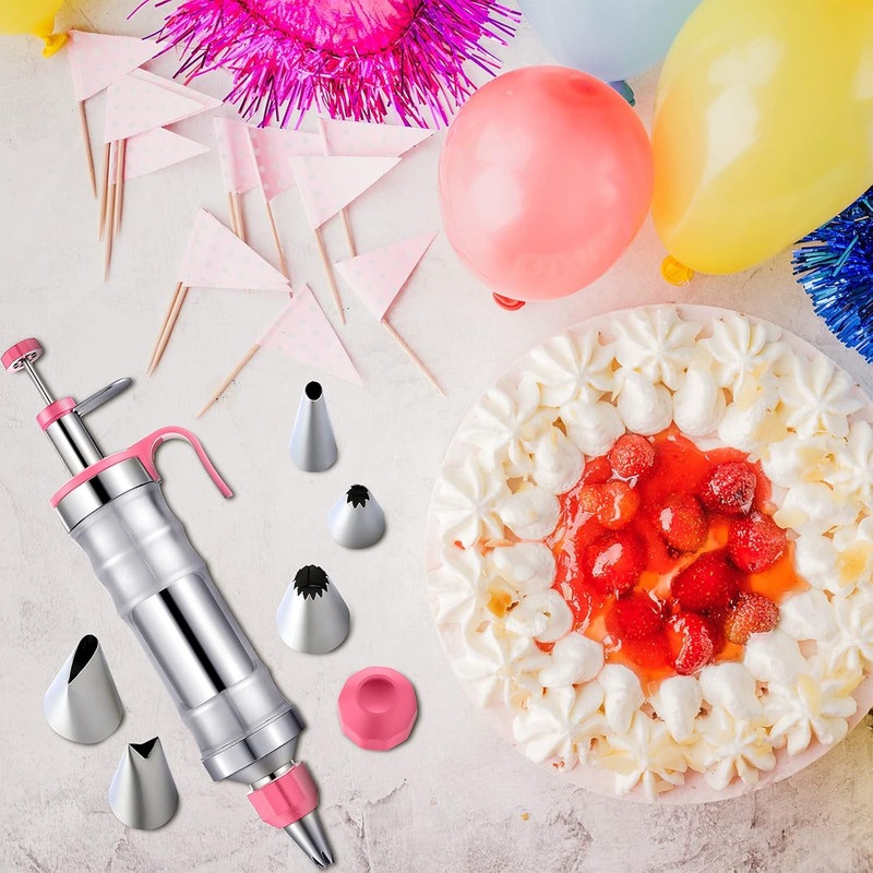 Cake Decorating Syringe Set, Stainless Steels Dessert Frosting Piping Kit with 6 gallery