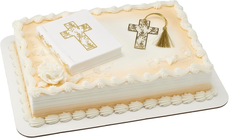 Religious Bible and Cross Cake Topper