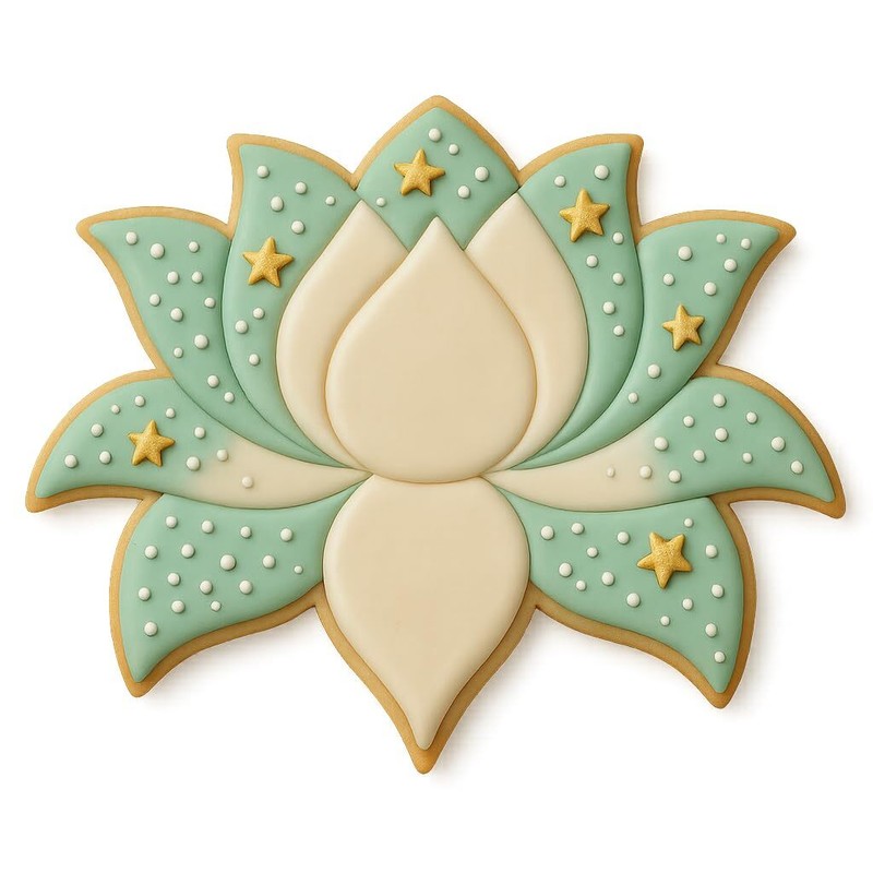 Detailed Lotus Blossom Cookie Cutter & Stamp - 4x3" gallery