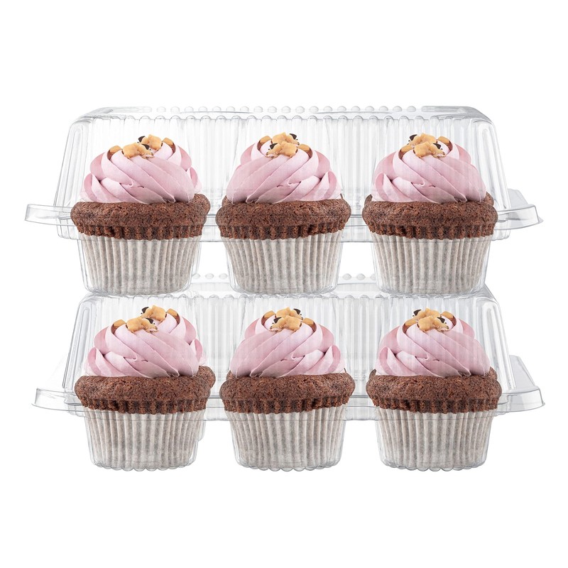 Plastic Cupcake Containers Boxes | 6 Compartment – 55 Pack | Disposable High ... gallery