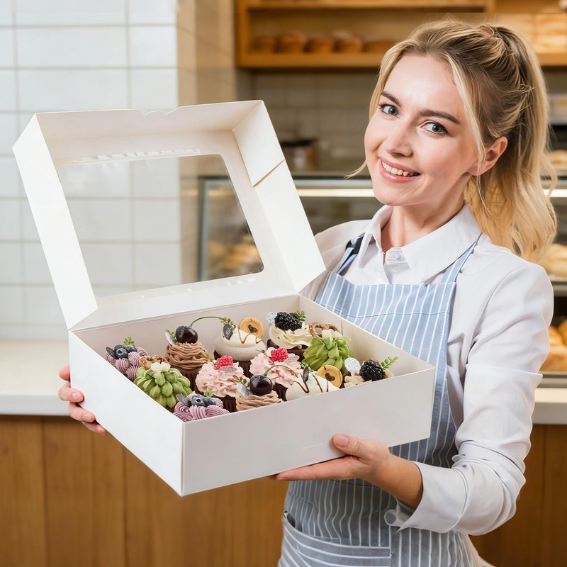 12 Count Cupcake Boxes, 12 Pack, White, 13 x 10 x 4 Inches gallery