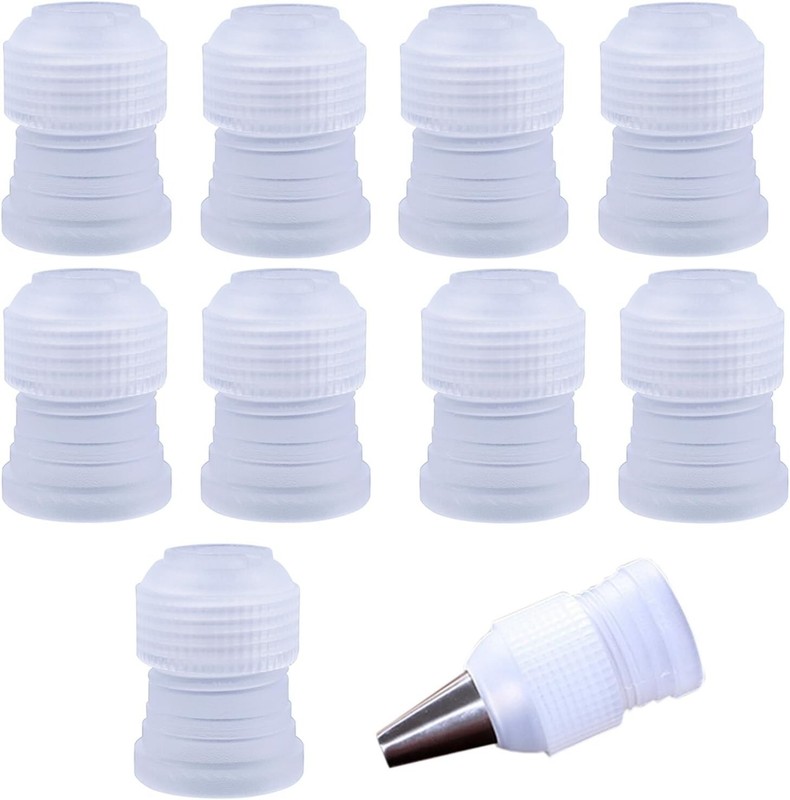 10Pcs Plastic Cake Decorating Couplers, Standard Pipe Tip Coupler for Icing