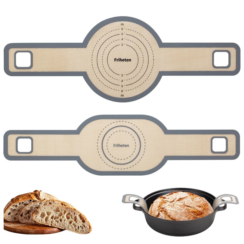 Sourdough Silicone Bread Sling -Oval and Round 8.3 inch, Oval 6.3 Gray