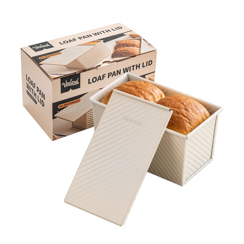 1Lb White Pullman Loaf Pan with Lid Gluten Free Bread Pan Sandwich Bread Loaf…