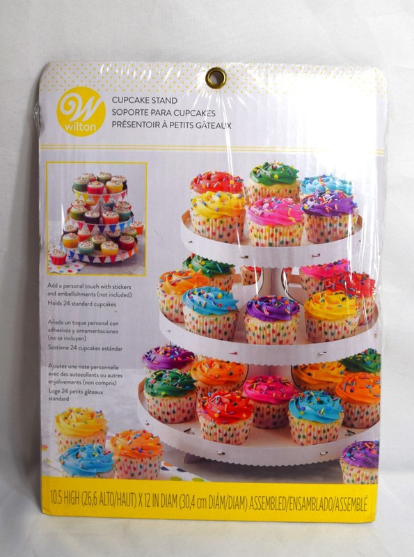 Wilton 3-Tier Cardboard Cupcake Stand for 24 Standard Cupcakes, White, NEW