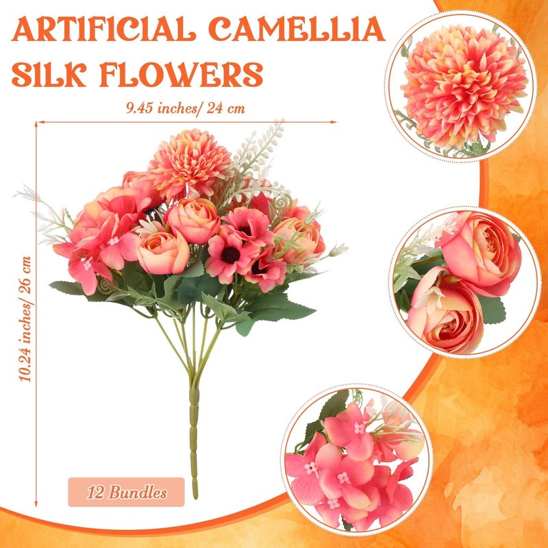 Tigeen 12 Bundles Peonies Artificial Flowers Faux Roses Silk Flowers Hydrangea A gallery