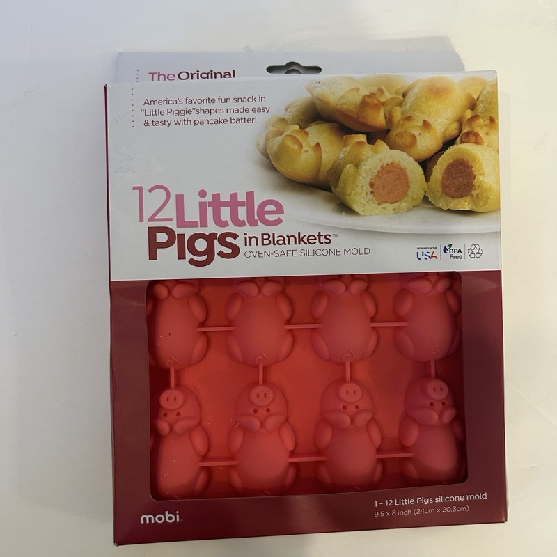 12 Little Pigs in a Blanket Silicone Baking Mold Pink Mobi NEW