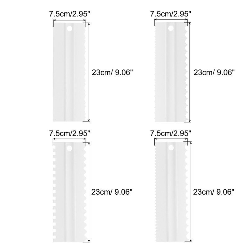 4Pcs Plastic Scraper Jagged Wavy Comb Lace Tool for Cake Cream Baking White gallery