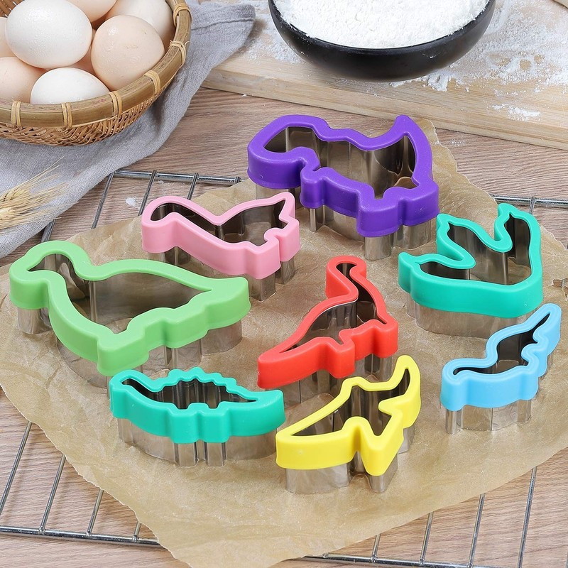 Cookie Cutters Dinosaur Theme, 8pc Metal Molds, Baking DIY, Multicolor gallery