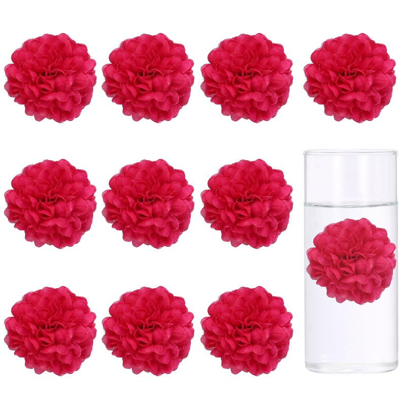 12Pcs 2″x2″ Floating Flowers for Centerpieces Deep Pink