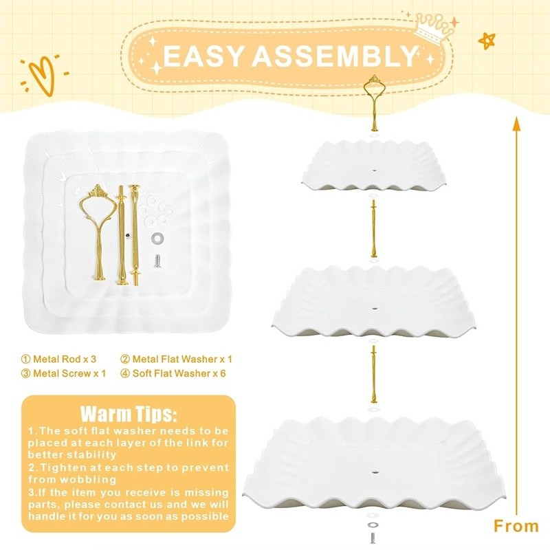 3-Tier Dessert Stand Shatterproof Elegant Design Table Decor Display Set New gallery