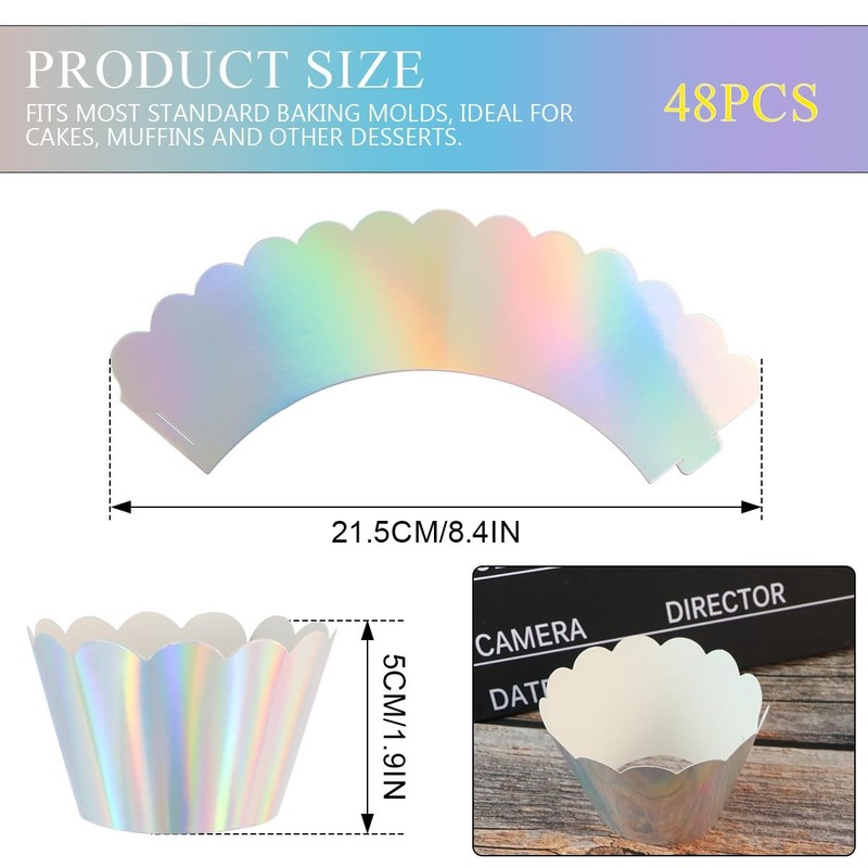 Colourful Rainbow Cupcake Liners - 48Pcs Cupcake Baking Cups Food Grade Greas... gallery