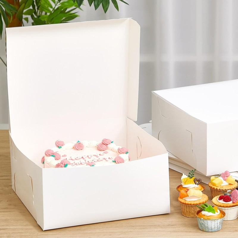 New 50 Pack White Cake Boxes 14"x14"x6" Bakery Pastry Storage gallery