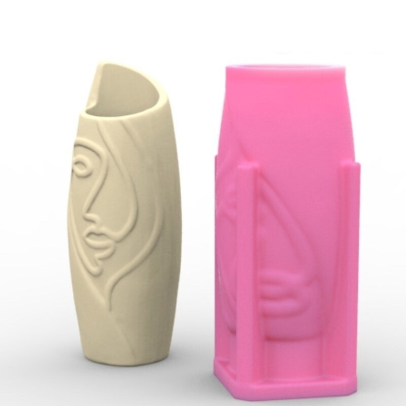 Artistic Half Face Vase Silicone Mold Handmade Succulent Pots and Planter Moulds gallery