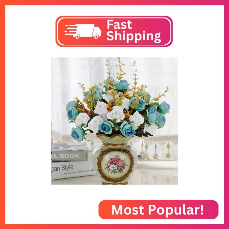 MOOMASS 4 Bunches of Artificial Roses. 48 Small Roses. Plastic Silk Flower .Suit gallery