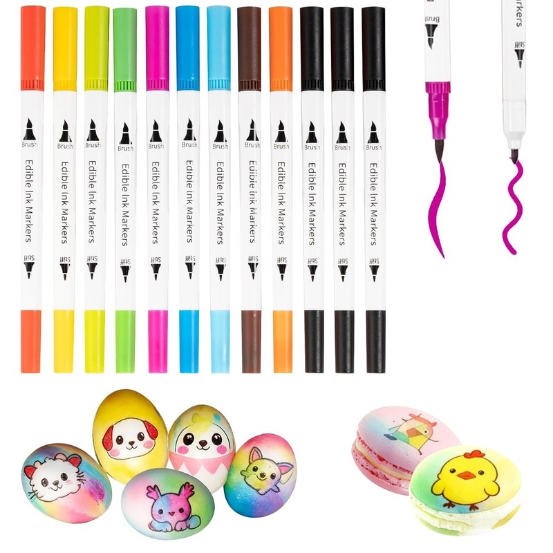 Food Coloring Edible Markers For Cookie Decorating,12pcs Color Pens,Double Si... gallery