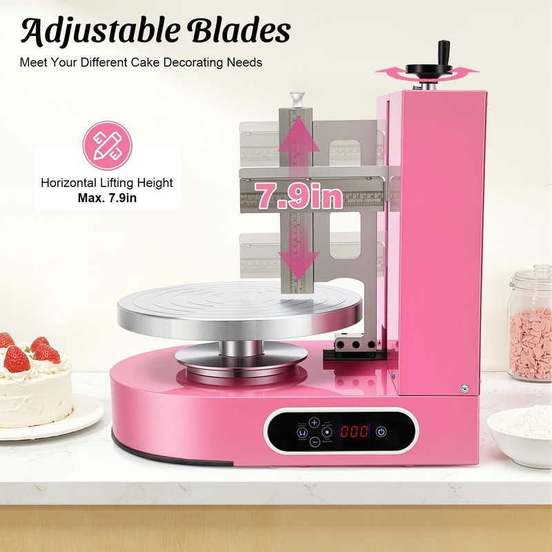 Pink Adjustable Cake Cream Spreading Machine Cake Decorating Machine W/ LCD 200W gallery