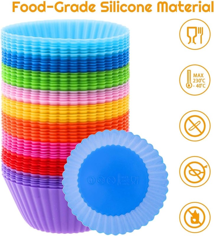 54 Pack Silicone Muffin Cups, Silicone Cupcake Baking Cups Reusable Muffin Li... gallery