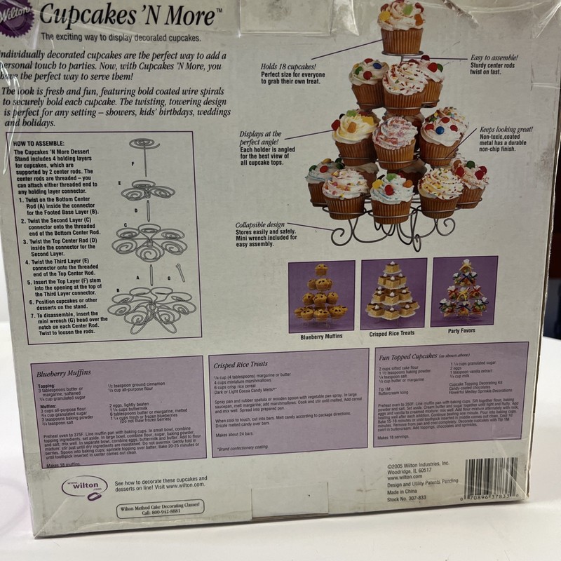 Wilton Cupcakes 'N More Dessert Stand 18 Count Silver Metal Tiered 2005 Y2K VTG gallery