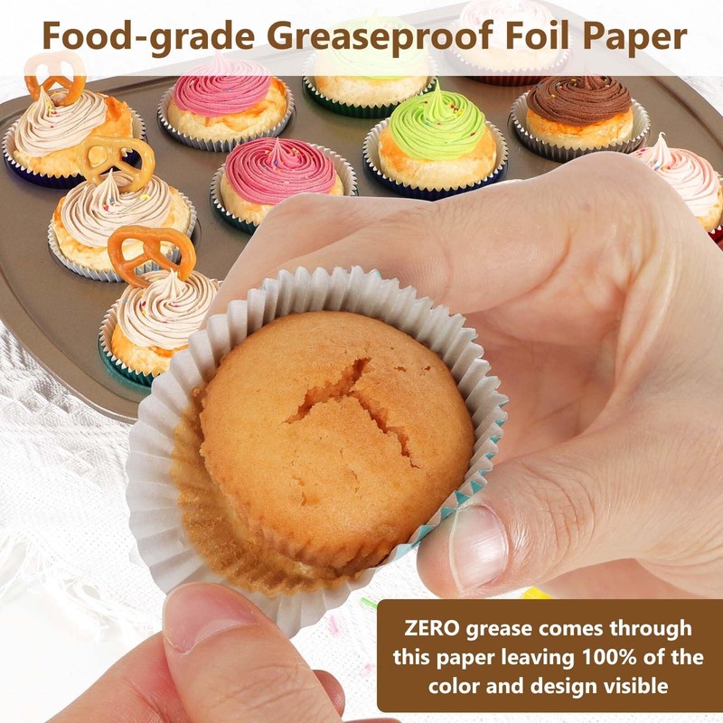 Gifbera White Foil Cupcake Liners Mini Size Muffin Baking Cups 300 Count gallery