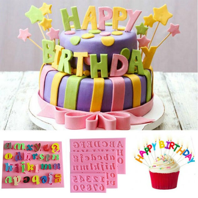 Fondant Alphabet 3Pcs Silicone Mold Mould DIY Birthday Craft Decor Number Cake