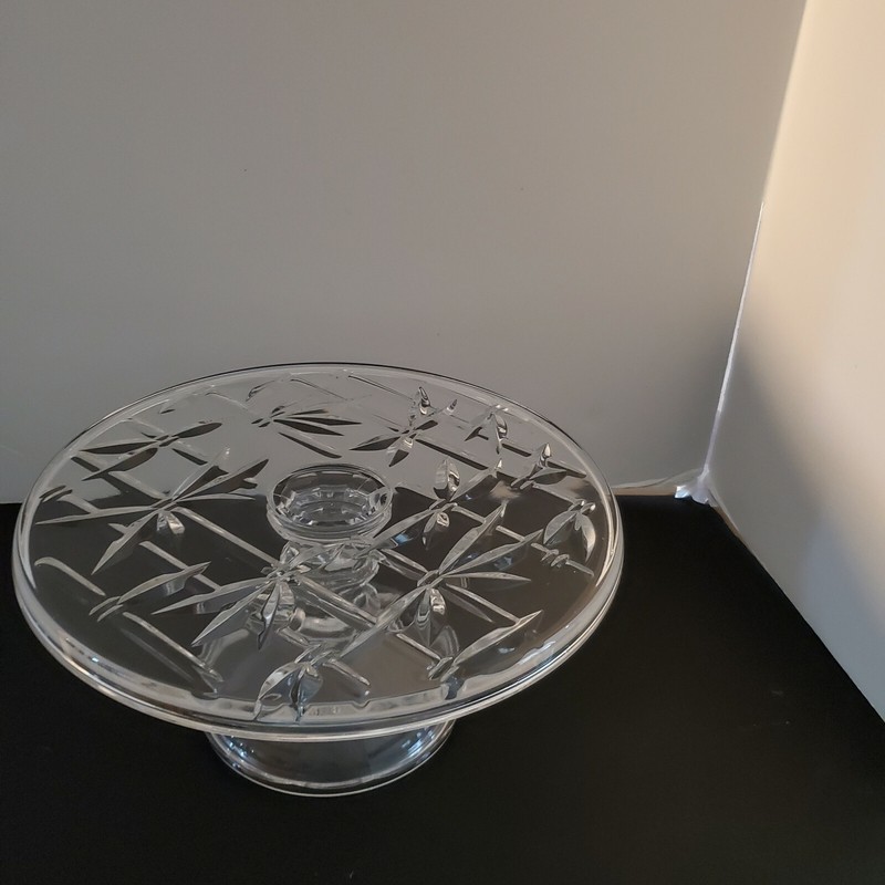 VTG Cake Plate with pedestal Bamboo branches design pattern. Free shipping gallery