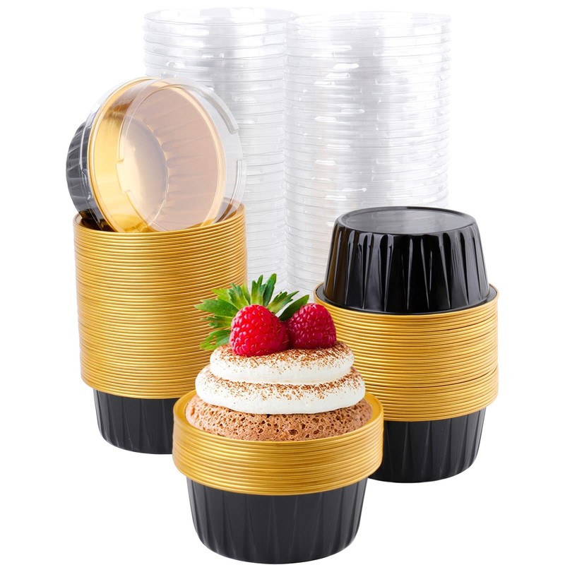 100 Pcs Baking Cups with Lids 3" Cupcake Tin Pan Holder for Wedding Party gallery