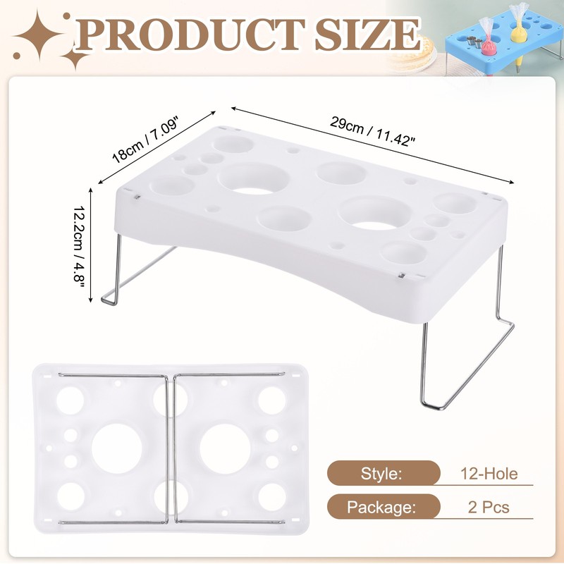 2 Pcs Decorating Piping Bag Holder,11.4 x 7.1 Inch 12-Cavity, White gallery