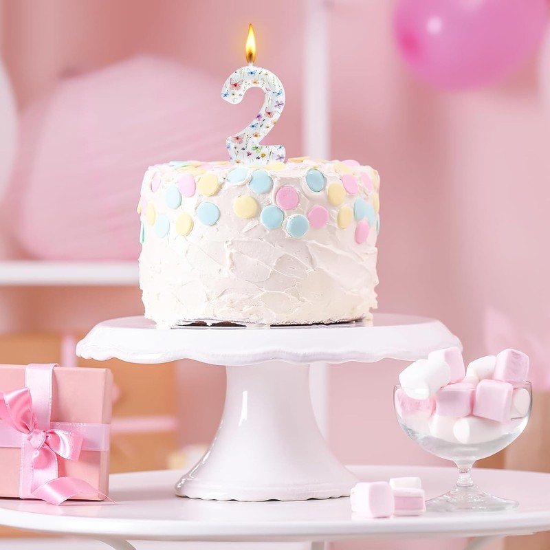 Wildflower Number 2 Birthday Candle Spring Floral Butterfly Candle Cake Cupcake gallery