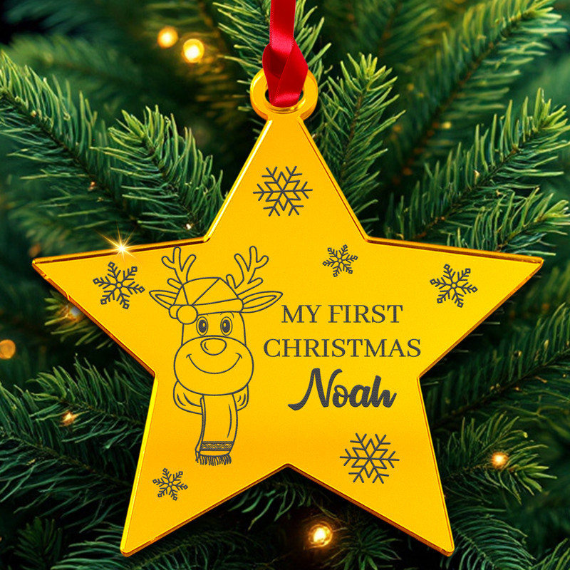 PERSONALISED First Christmas Bauble Ornament Acrylic 3mm Tree Decoration gallery