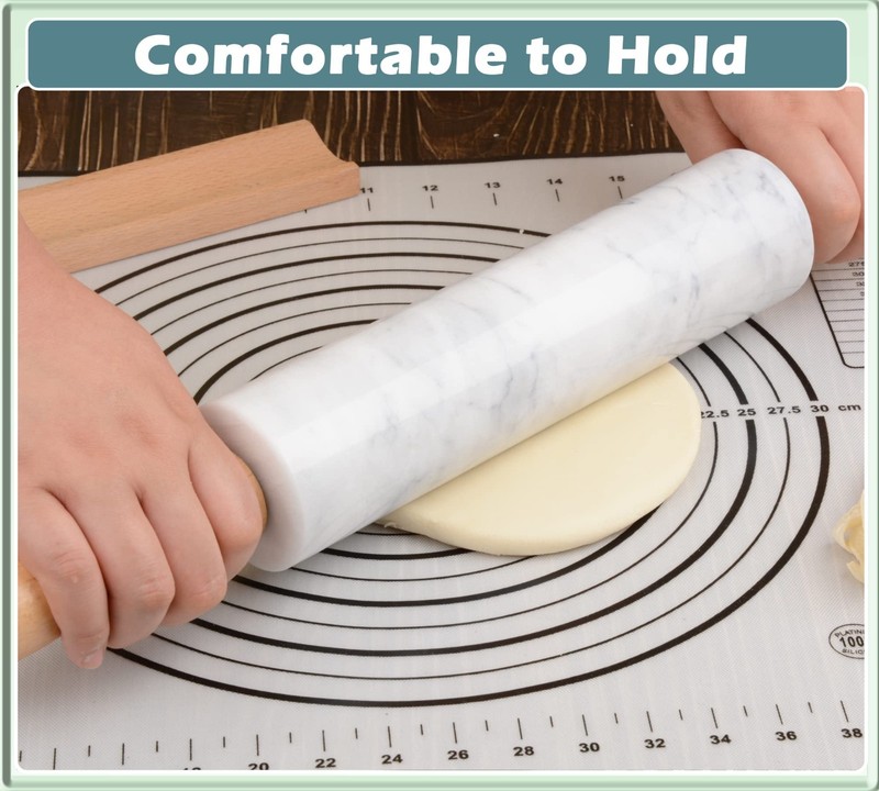 Premium Marble Rolling Pin Set with Wooden Cradle - 18.5" Non-Stick Baking Tool gallery