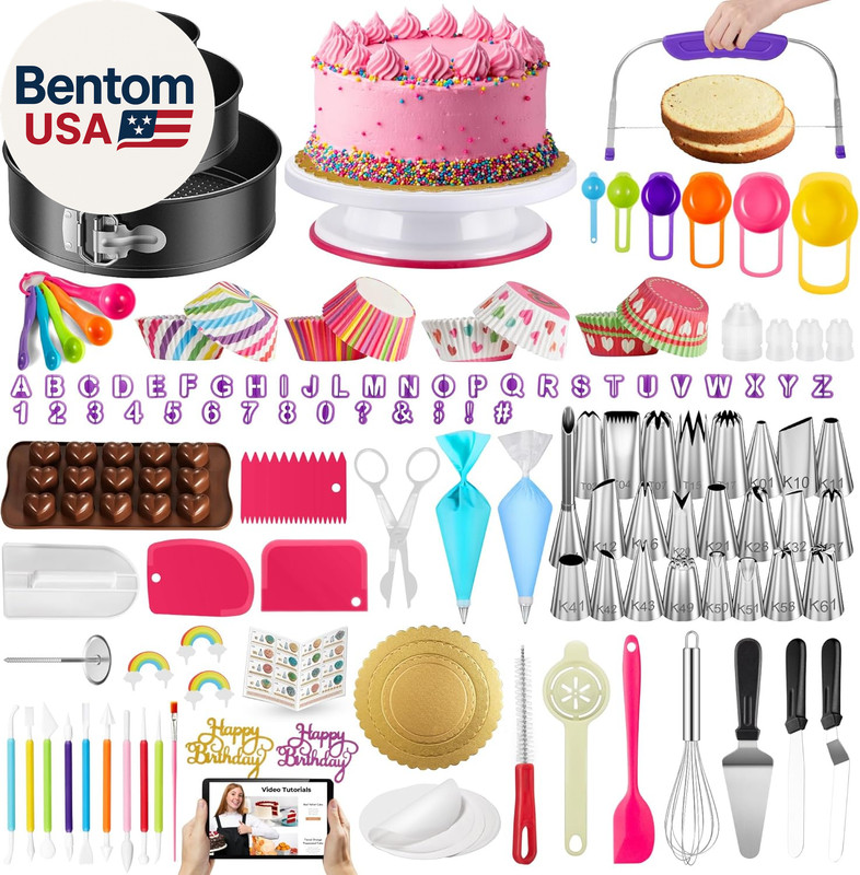 700Pcs Cake Decorating Kit, Baking Supplies with Springform Pans, Cake Turntable gallery