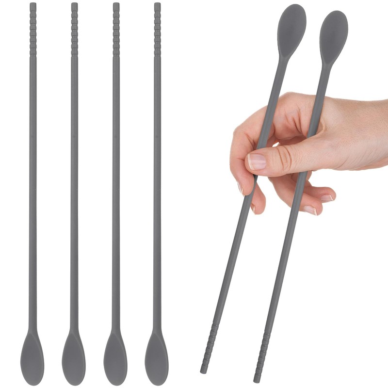 VOSAREA 2 Pairs Silicone Cooking Chopsticks Spoons 11inch Reusable Long Stirr…