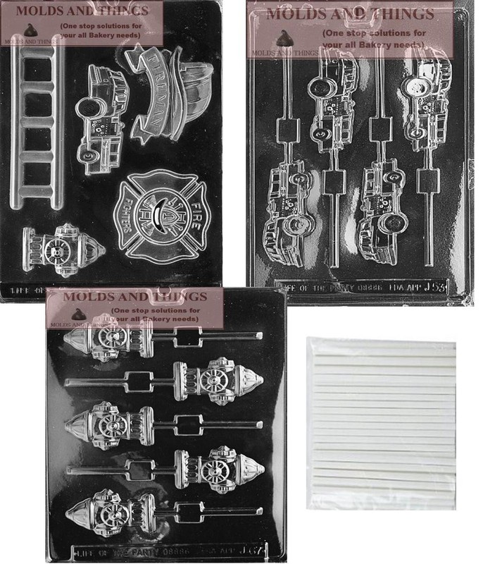 Fire Truck Chocolate Mold Fire Hydrant Fire Fighter kit Chocolate Candy Mold