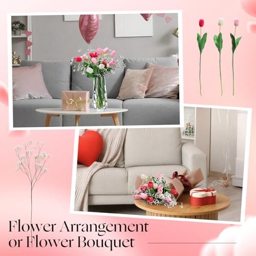 30pcs 24 Inch Valentine's Day Artificial Flowers Deep Pink, Light Pink,white gallery
