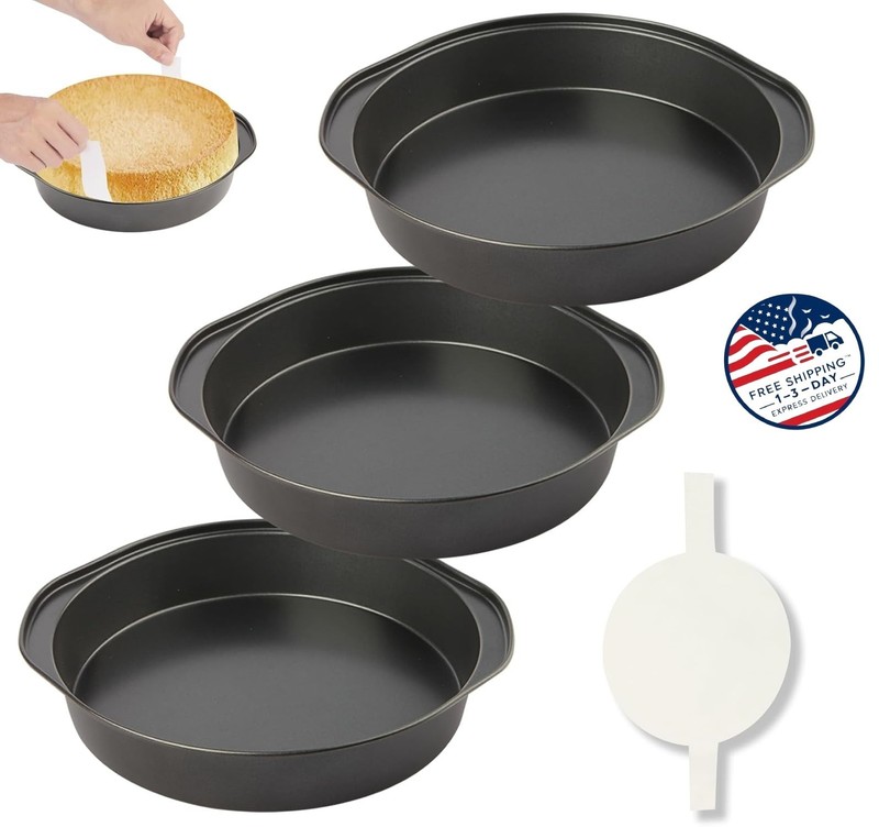 Molde para pasteles de 6 pulgadas-3 moldes redondos antiadherentes con 100 hojas