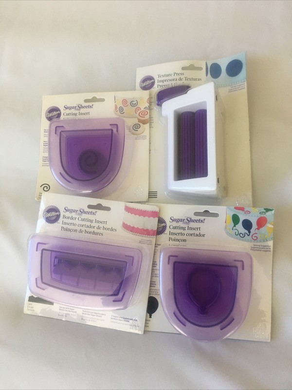 Lot~Wilton🎂 Decorating Set 1 Texture Press 1 Border Cutting & 2 Cutting Inserts