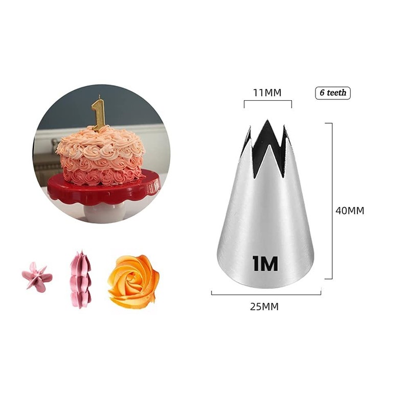 Large Icing Piping Tips Set Open Star Flower Stainless Steel Silver 3 PCS gallery