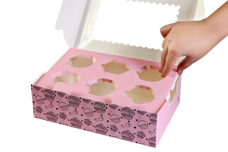 20 PCS Pink 6Count Bakery Cupcake Boxes Carrier Container Window Inserts gallery