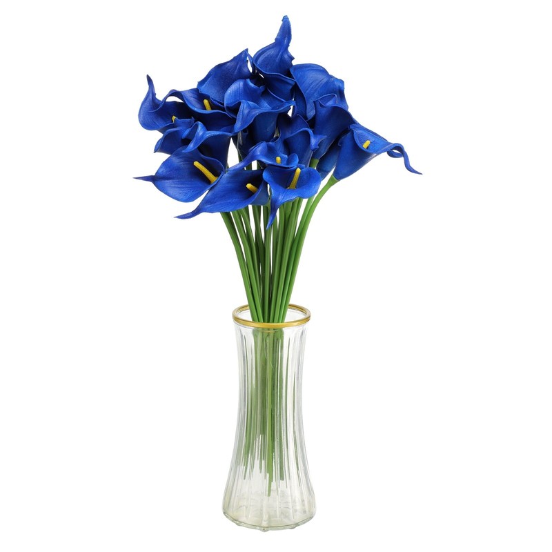 20pcs Artificial Calla Lily Fake Silk Flowers for Home Decor, Dark Blue