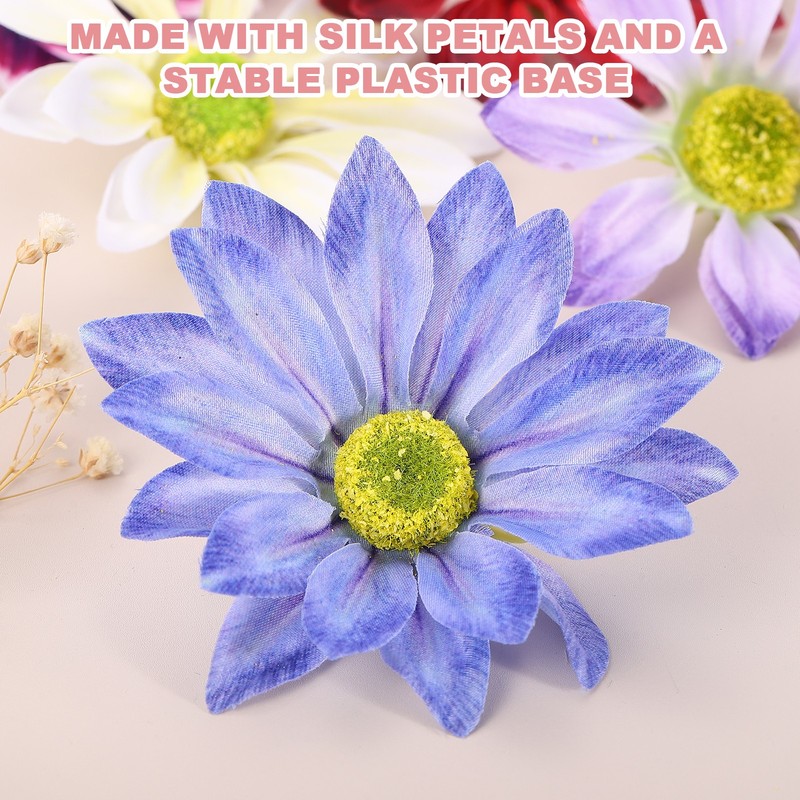 12 Pcs Artificial Daisies Flower Heads, Fake Chrysanthemum Heads, Blue gallery