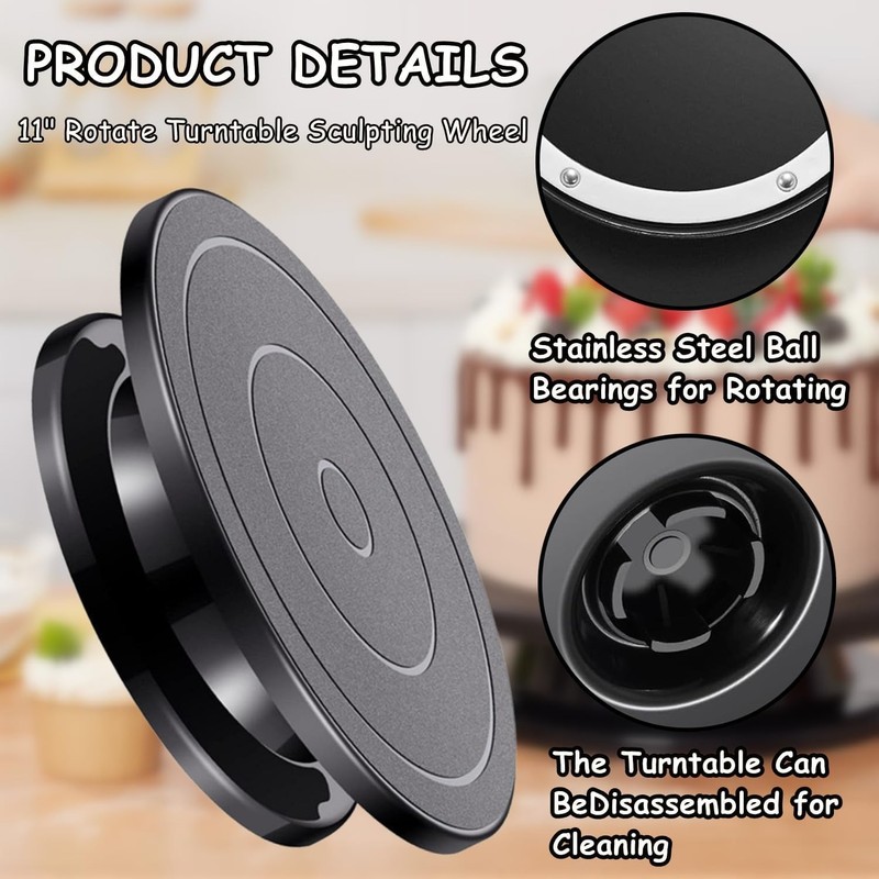 11 Inch Rotate Turntable Sculpting Wheel Revolving Cake Turntable Black Paint... gallery