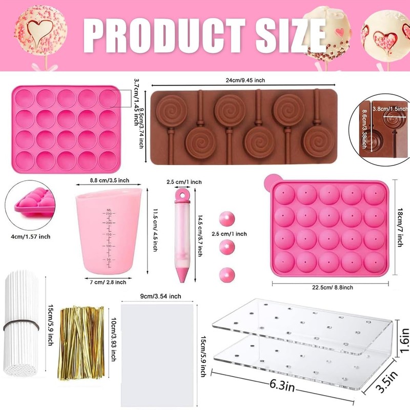 717 PCS Cake Pop Molds Kit Maker Set Stand Sticks Wrappers Pen 4 Tips gallery